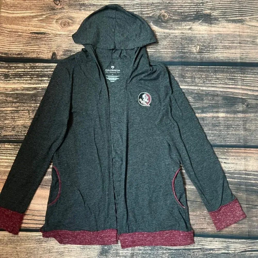 Colosseum Women's Large Gray Florida State‎ FSU Seminoles Hooded Coatigan